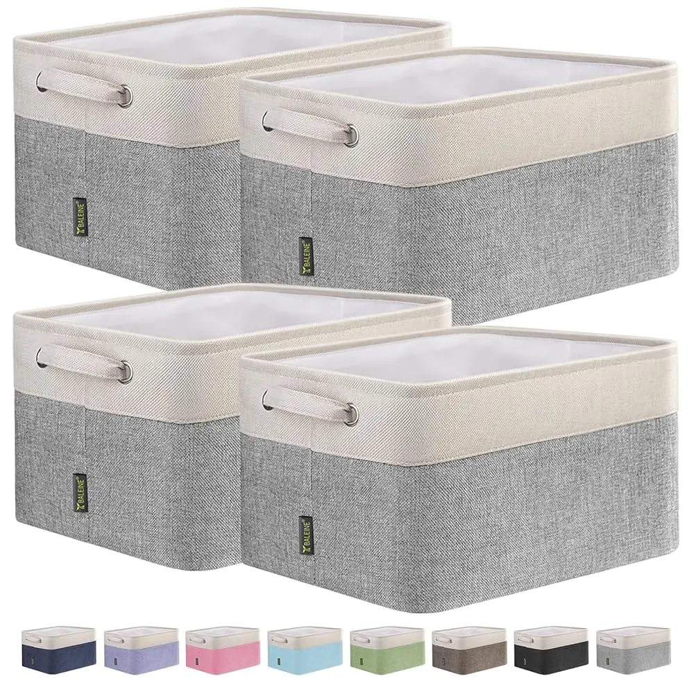 

4 Pa Fabric Storage Bins For Shelves, Linen Storage Baskets For Organizing, Decorative Closet Bins For Clothes, Home (Grey,