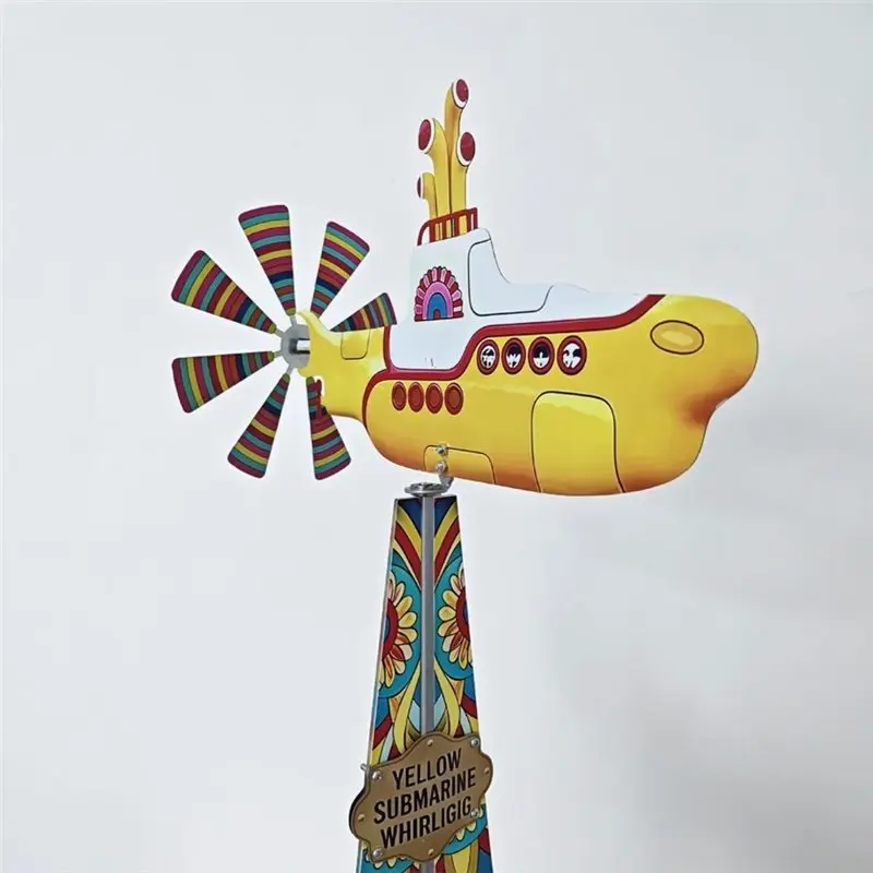 For Giant Yellow Submarine Wind Spinner Outdoor Garden Decor, For Eye-Catching Ambiance, Yard Art, Patio Lawn Flower Windmill - view 3