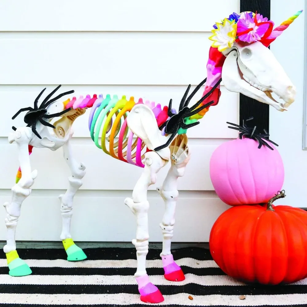 Scheletro di unicorno decorazioni di Halloween-scheletro gigante di unicorno realistico per un'incantevole esposizione di Halloween-porta il