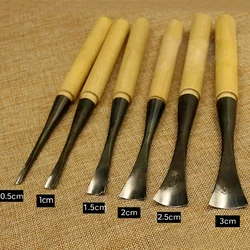 6PC SET Woodwork Carving Knife Round Cirle Dig a Hole Spoon Knife Chisel 0.5-3cm Hand Wood Carving Knives