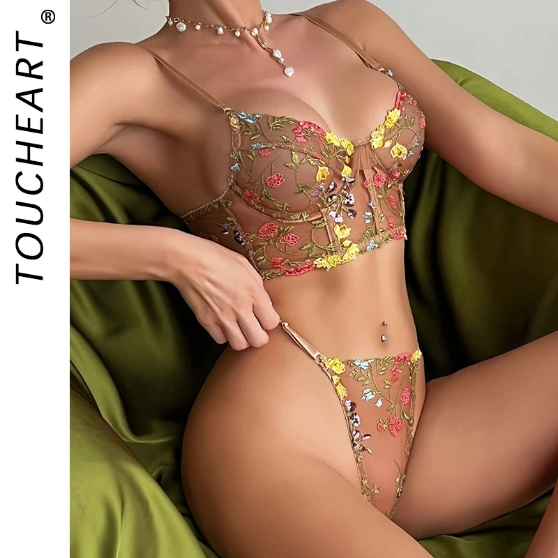 Toucheart Sexy Embroidery Underware Set Underwear Set Lingerie Offer Sexual Lingerie Woman Senxual Women's Clothing Sets Bras