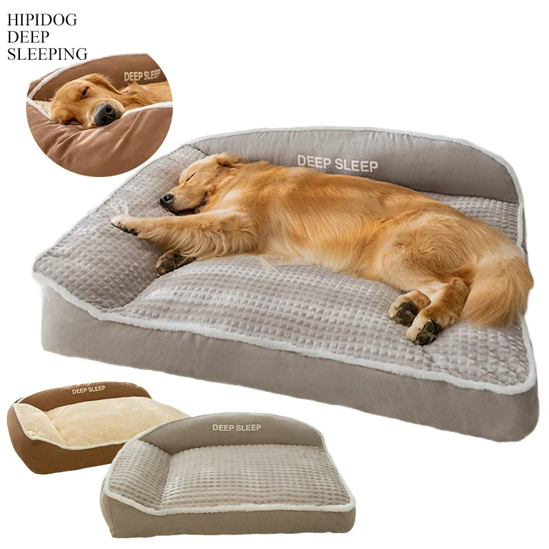 Winter Warm Pet Bed Velvet Handmade Plush Dog Sofa Orthopedic Non-slip Bottom Washable Memory Foam Dog Bed for Large Dogs