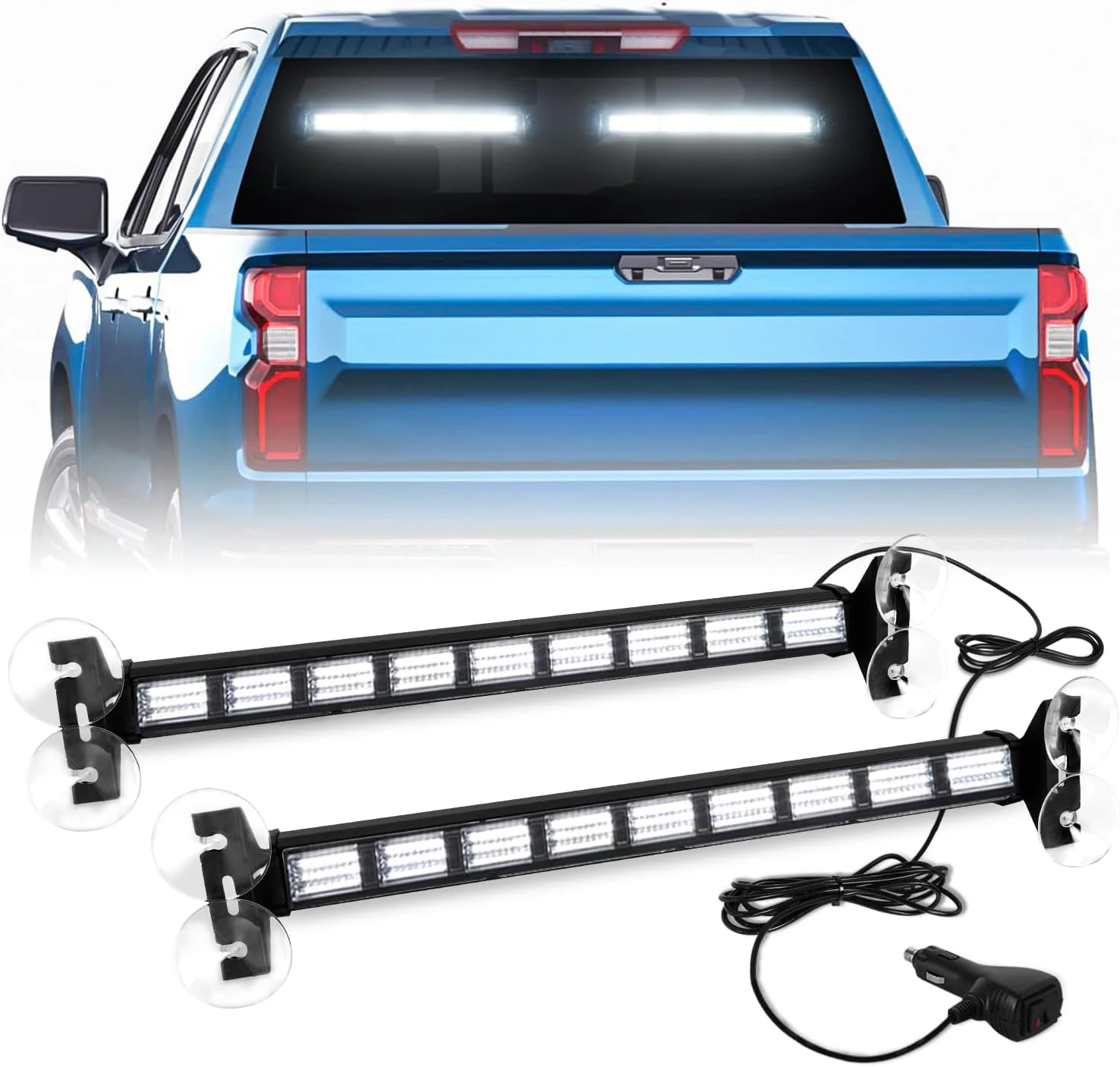 2in1 Car Emergency Light Bar Windshield LED Car Strobe Light 12-24V Police Lights Flashlight Amber White Warning Light