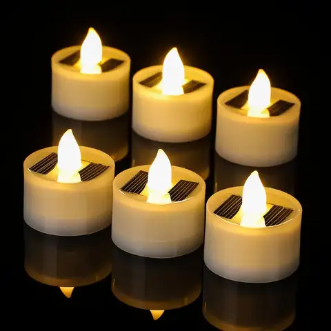 LED 태양열 차 조명, 불꽃 없는 야외 방수 태양열 차 조명, 파티 정원 홈 장식용 충전식 양초