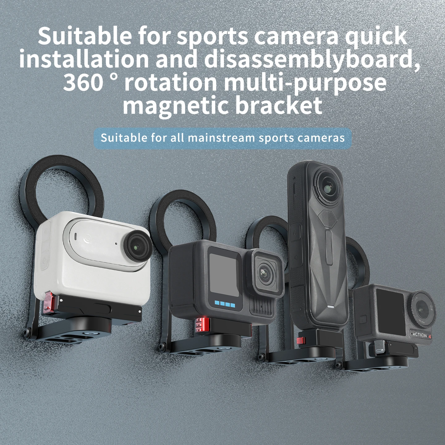 Magnetische Halterung mit Schnellverschluss, 360° Dämpfungs-Kugelkopf, Stativadapter für GoPro, DJI, Insta360, iPhone MagSafe, Lichtstativ – Detail 1