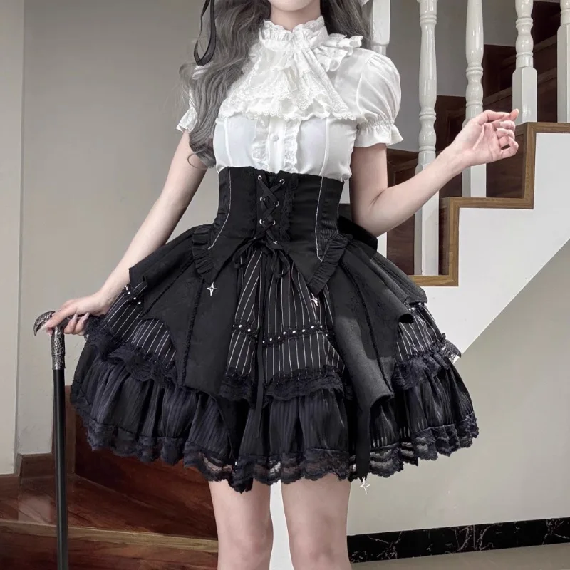 المرأة Presell Y2K لوليتا تأثيري فستان الأميرة اليابانية الفيكتوري القوطية هيكل السمكة حزام تنورة مجموعة مساء حفلة فستان حلو