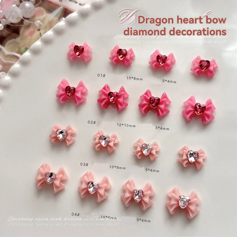 

10pcs 3D Flat bottomed Bow Resin Nail Charms Bow Tie Nail Art Decoration Nail Accessories Manicure DIY