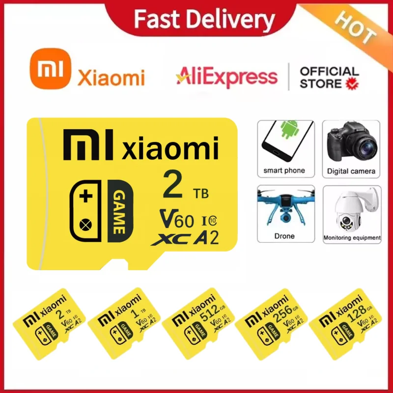 Xiaomi 2TB TF SD Card Memory Card High Speed Micro TF SD Card 128GB 256GB 512GB 1TB Mini Memory Card Class 10 For Camera/Phone