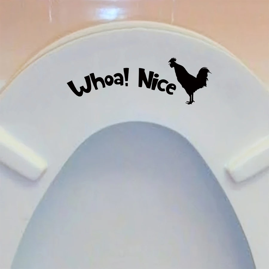 5 Stück lustige, wasserdichte Aufkleber für den Toilettendeckel, abnehmbarer Vinyl-Aufkleber mit Hahn-Zitat für Badezimmer, Heimdekoration