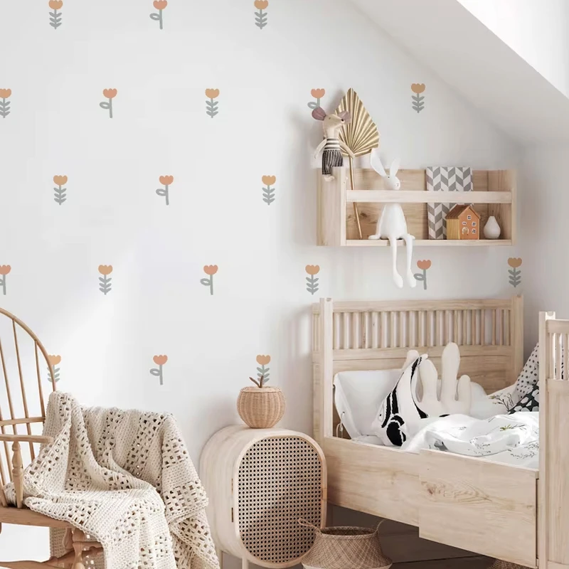 Vinyl Boho Flower Peel & Stick Wall Decals Easy to Clean Wall Stickers Waterproof Bedroom Baby's Room Nursery Decor Children