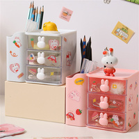 Desktop Cosmetic Storage Box Organizer Drawer Office Storage Rack Stationery Desk Pen Holder Bunny Drawer Organizer Cute Kawaii