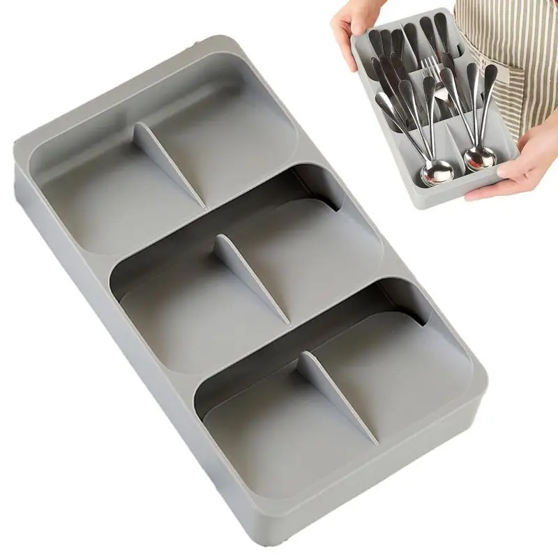 Adjustable Flatware Holder Kitchen Storage Racks Cutlery Organizer Utensil Tray Spoon Fork Storage Box home Drawer Store Trays