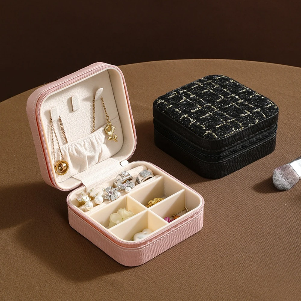 

Double Layer Jewelry Packing Bag PU Leather Multi-function Jewelry Display Holder Necklaces Bracelets Mini Earring Storage Case