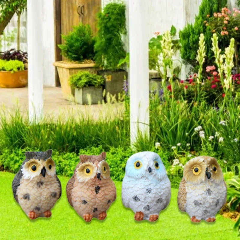 Miniaturowa żywica nocna sowa figurka bajkowy ogród Mini statua zwierzątko zabawka dla mikro dekoracji krajobrazu DIY