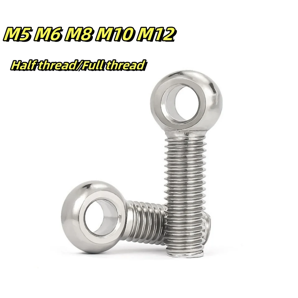 Perno de acero inoxidable M5, perno de anclaje articulado, tornillo de agujero de deslizamiento, media rosca/rosca completa, M8, M10, M12, 304, M6
