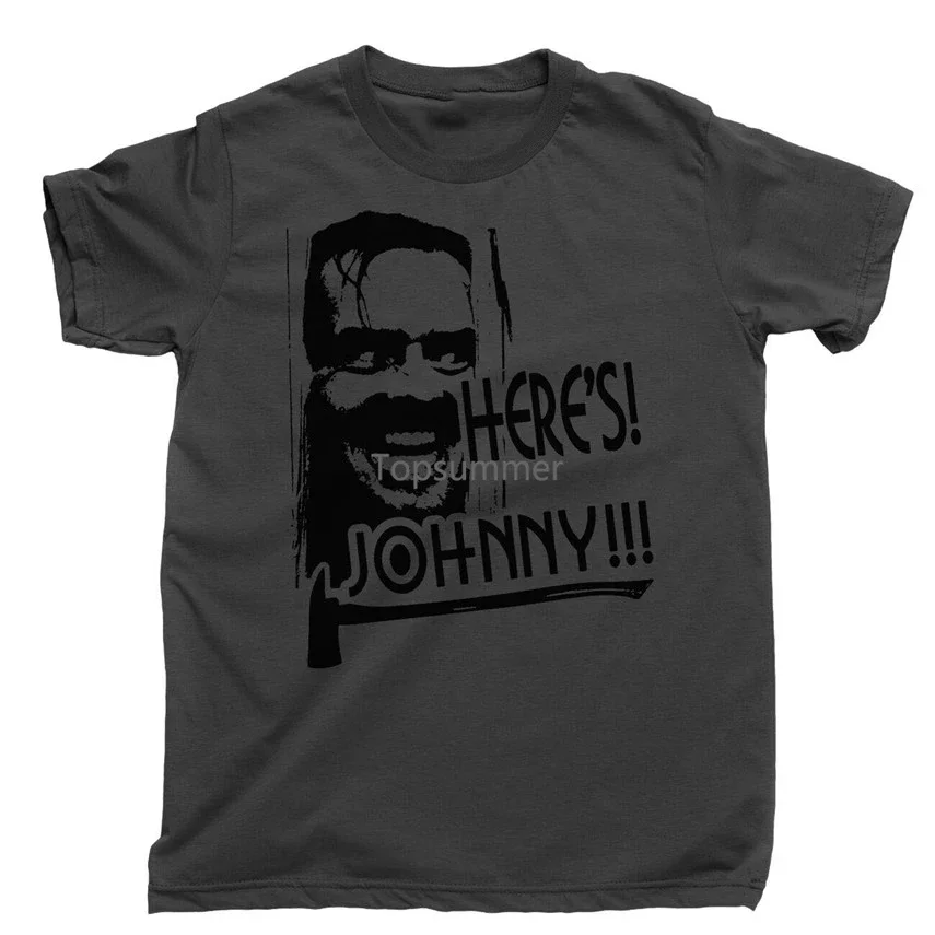 The Shining T Shirt Heres Johnny Stanley Kubrick Stephen King Movie Blu Ray Dvd Style Round Tee Shirt