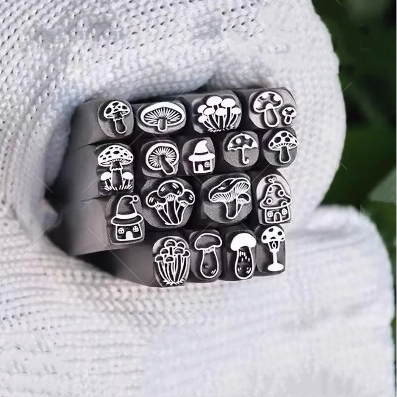 Jewelry Stamps: Various Mushroom DesignsSteel Stamps, Gold and Silver Bracelet and Ring Chiseling Molds, and Gold-Beating Tools