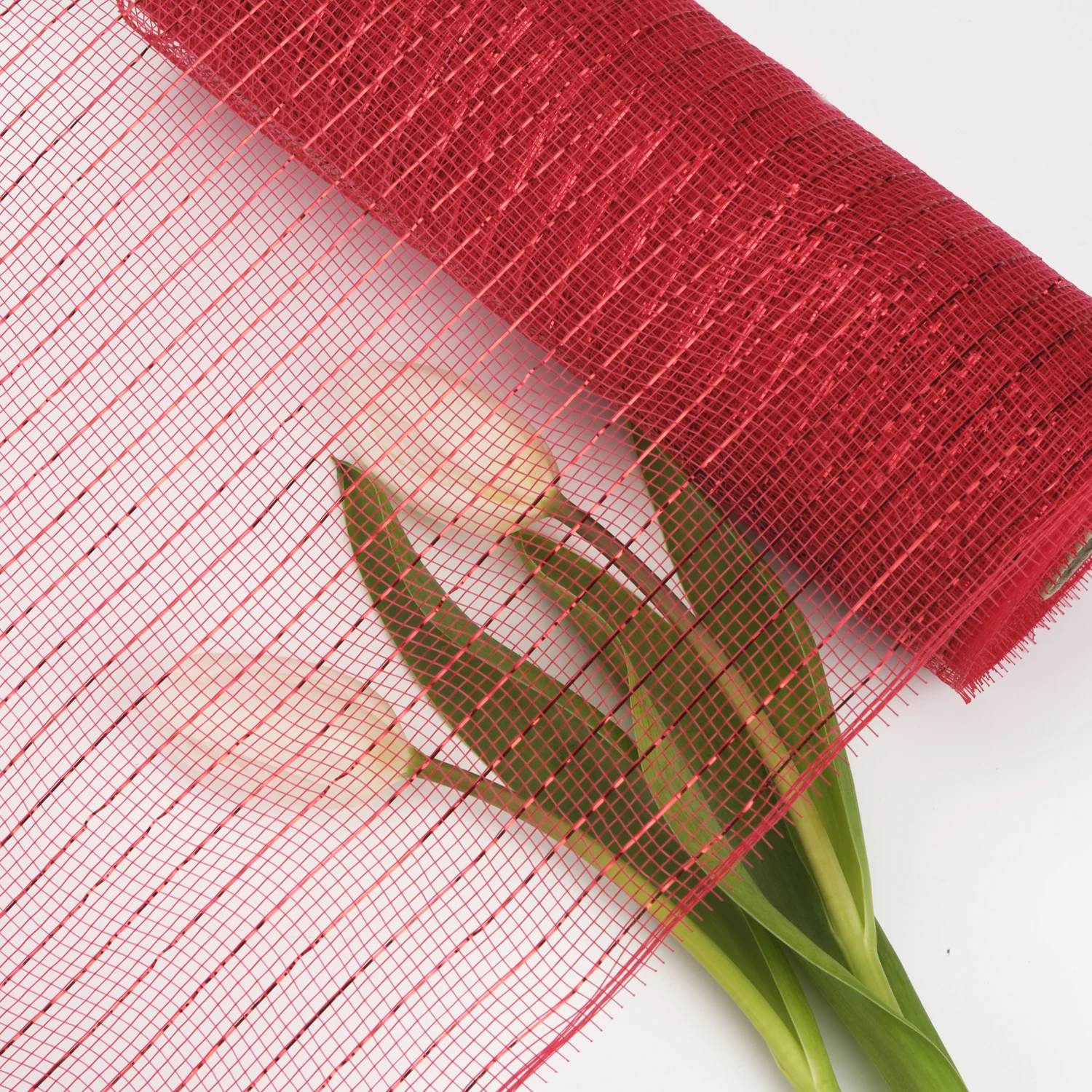 Red Decorative Mesh ribbon 10 Inch x 30 Feet(10Yard) Poly Mesh Ribbon for Wreath Craft Christmas New Years Halloween Decoration