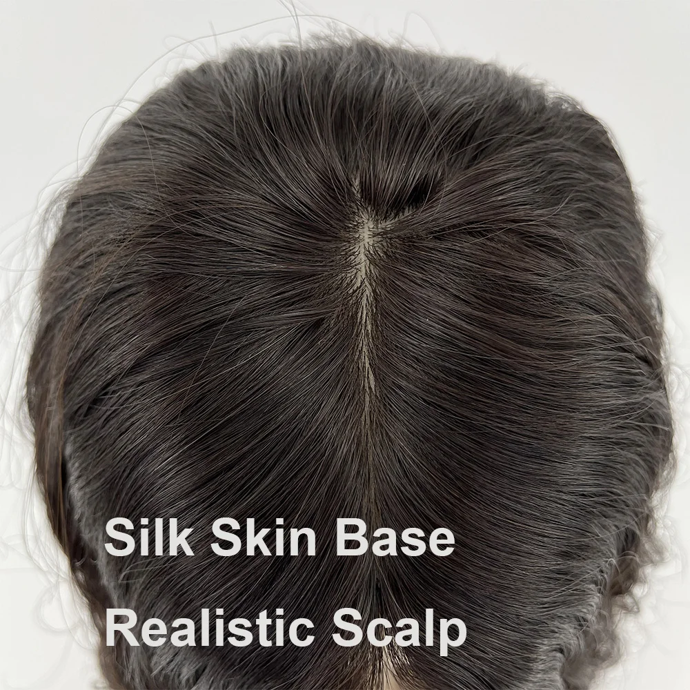 Jewish-女性用シルクベースのショートボブウィッグ,ルーズウェーブ,バージン人毛,コーシャウィッグ,太い端,ナチュラルウェーブシルクトップ,14インチ