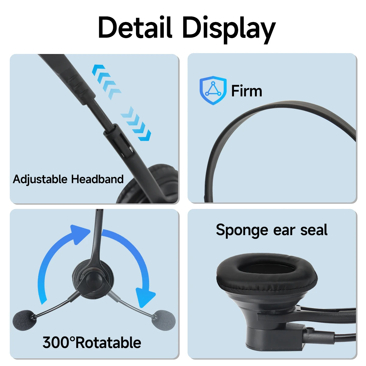 ABBREE 2Pin K Plug Walkie Talkie Overhead Headset PTT/VOX Mic dla Baofeng UV-5R/UV-21/UV-5RH/BF-888S/Quansheng UV-K5 UVK6 — zdjęcie 6