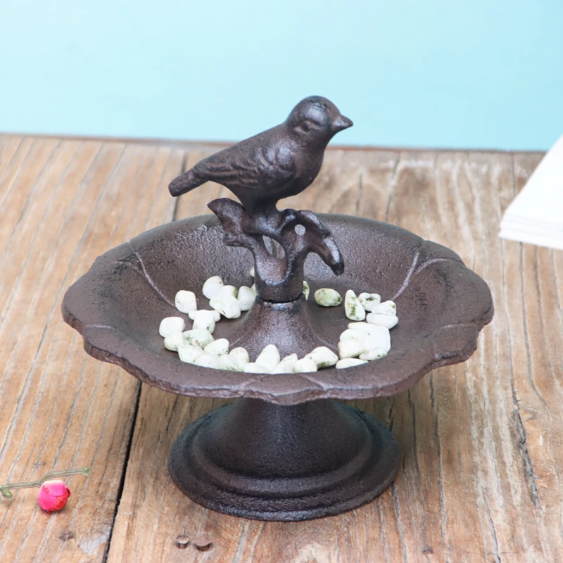 Cast Iron Vintage Storage Tray Wrought Iron Bird Lotus Leaf Tray Gift Entryway Decoration Nordic Props Key Miscellaneous Tray