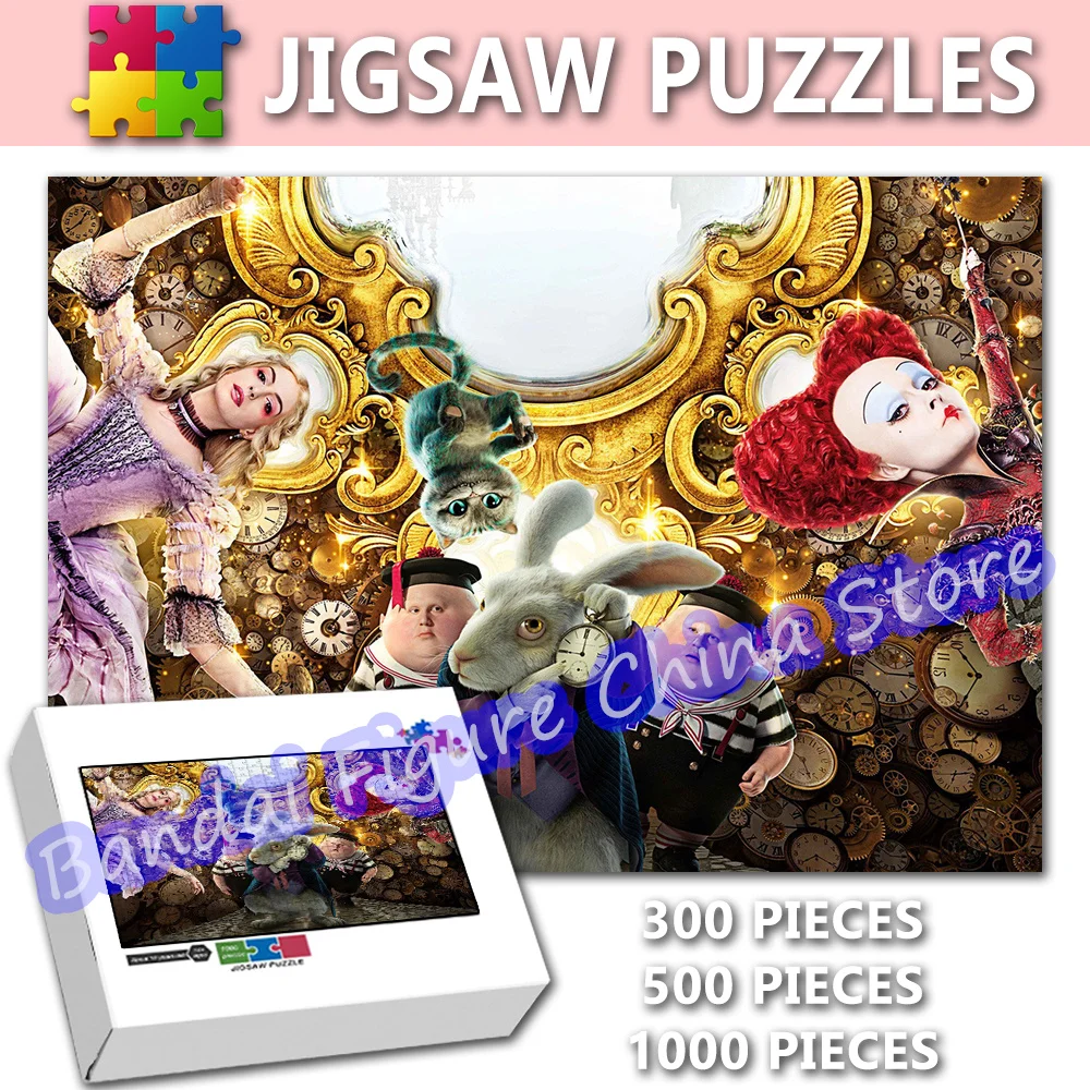 Teka-teki Jigsaw hadiah Natal Alice In Wonderland: mainan edukasi anak-anak Puzzle cetak film Disney tembus pandang