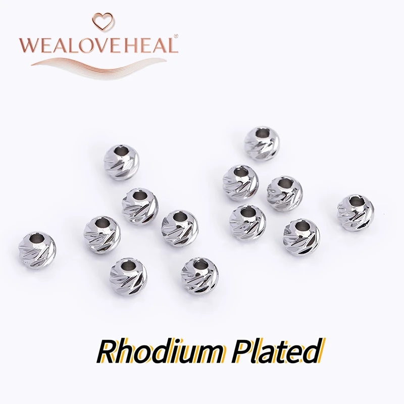 18K vergoldete Messing-Blumen-Abstandsperlen 2,5-6mm facettierte runde Metallperlen für DIY Schmuck Armbandherstellung Zubehör – Detail 22