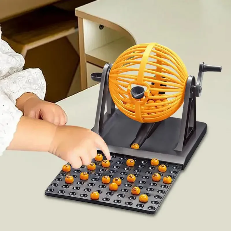 مجموعة آلة اليانصيب المضحكة لحفلات العائلة مع قفص لعبة البنغو 90 شريحة صغيرة 12 بطاقة رئيسية للأطفال والكبار ألعاب الطاولة #4