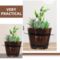 Rustic Wooden Barrel Flowerpot Vintage Wood Plant Pot for Garden Balcony Decorative Planter Bucket 120 Characters