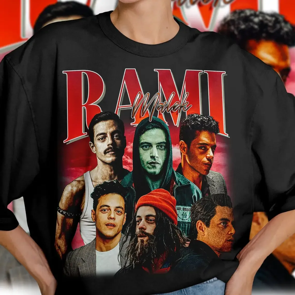 

Limited Rami Malek Vintage T-Shirt Graphic Unisex T-shirt Retro 90's rami malek Fans Homage T-shirt Gift For Women and Men(1)