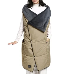 USB Heating Blanket Vest Electric Heating Shawl Mat Outdoor Warming Electric Heating Shawl with 3 Temperature Controls 87HA