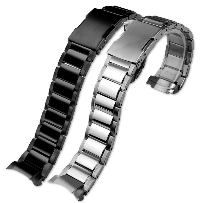 Stainless Steel Watchband Curved Strap FOR Casio EDIFICE series EFR-303L Men\'s Bracelet Wristband 22mm Black Silver