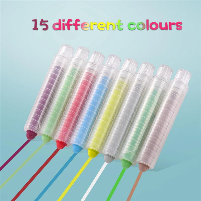 A41Z-15Pcs Dustless Chalk Set With Chalkboard Eraser, Colored Chalk With Holder,Color Sidewalk Chalk For Kids, Chalk Paint