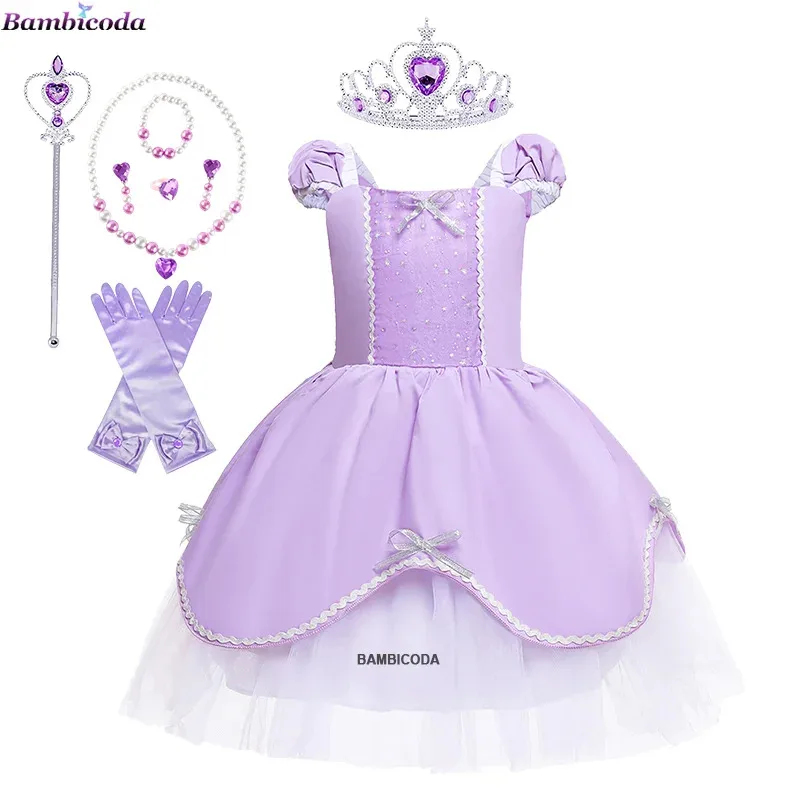 

Cinderella Cosplay Costume Kids Clothes for Girls Princess Dress with Crown Gloves Birthday Party Ball Gown baby Costume