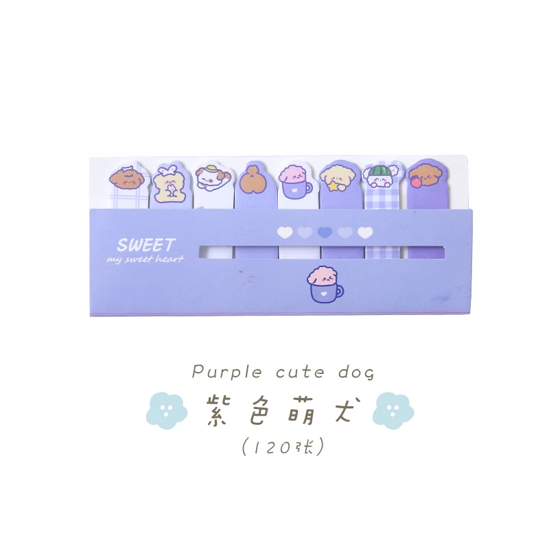 120 PCS Multi-color Kawaii Cartoon Fruit Flower Writable Sticky Notes Index for Pages Book Mark Classification