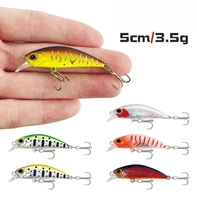 

5pcs Sinking Mini Minnow 3.5g5.5g7.5g Wobblers Fishing Lures for Bass Trout Pike with 2 Treble Hook Perfect for Trolling Salmon