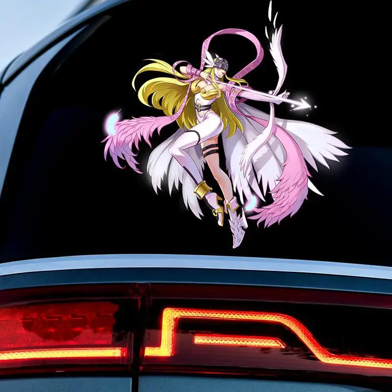 Digimon Car Sticker Cute Fashion Cartoon Creative Kawaii Angemon Scratch Cover Decorative Sticker Birthday Gift for Friends view 6