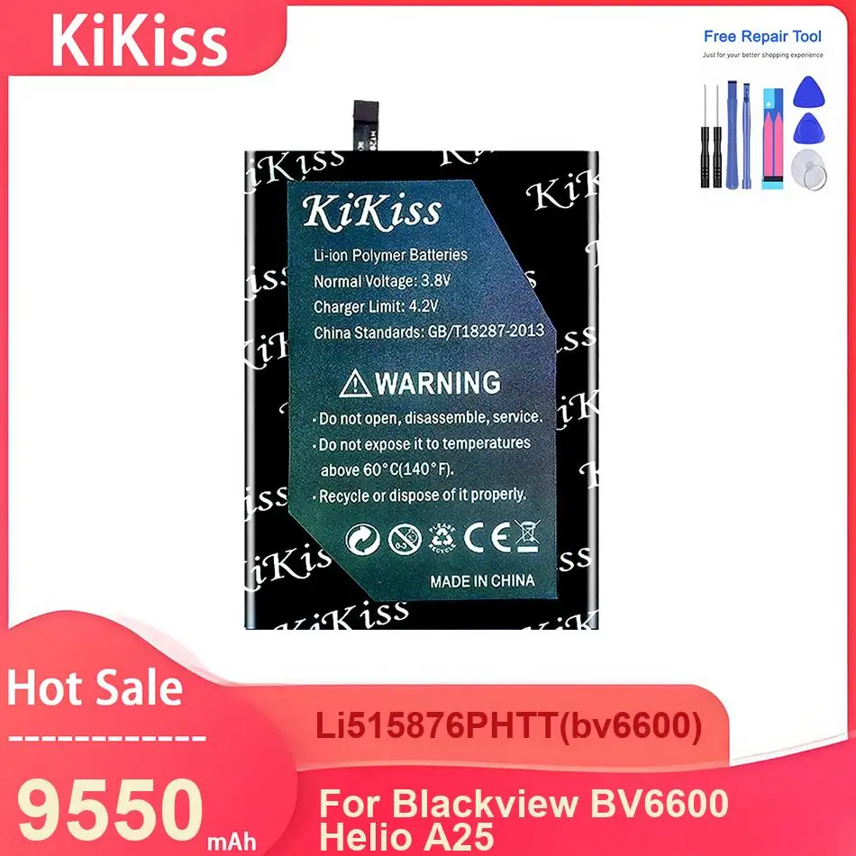 

Аккумулятор для мобильного телефона KiKiss для Blackview BV6600 Helio A25, Li515876PHTT(bv6600), 9550 мАч
