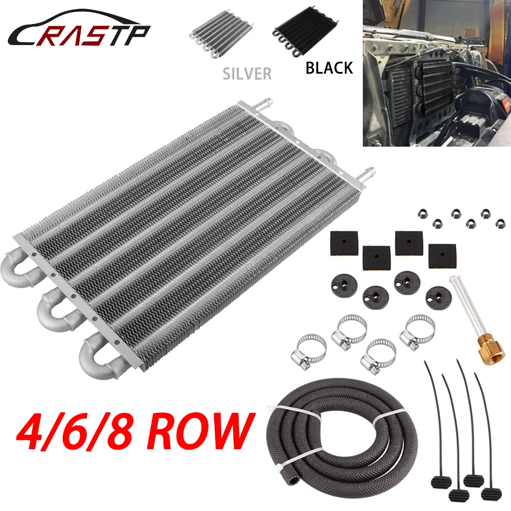 

RASTP-Free Shipping 4/6/8 Row Oil Cooler Kit Radiator Car Transmission Aluminum Oil Cooler Auto-Manual Radiator Converter OSA014