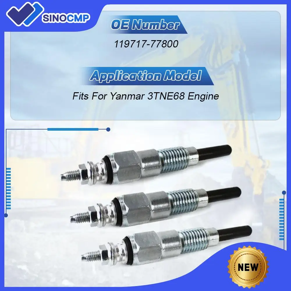 

Glow Plug 119717-77800 11971777800 3Pcs/Set For Yanmar 3TNA72 3TN75 3TNA75 Tractor Combine Construction Machine Generator