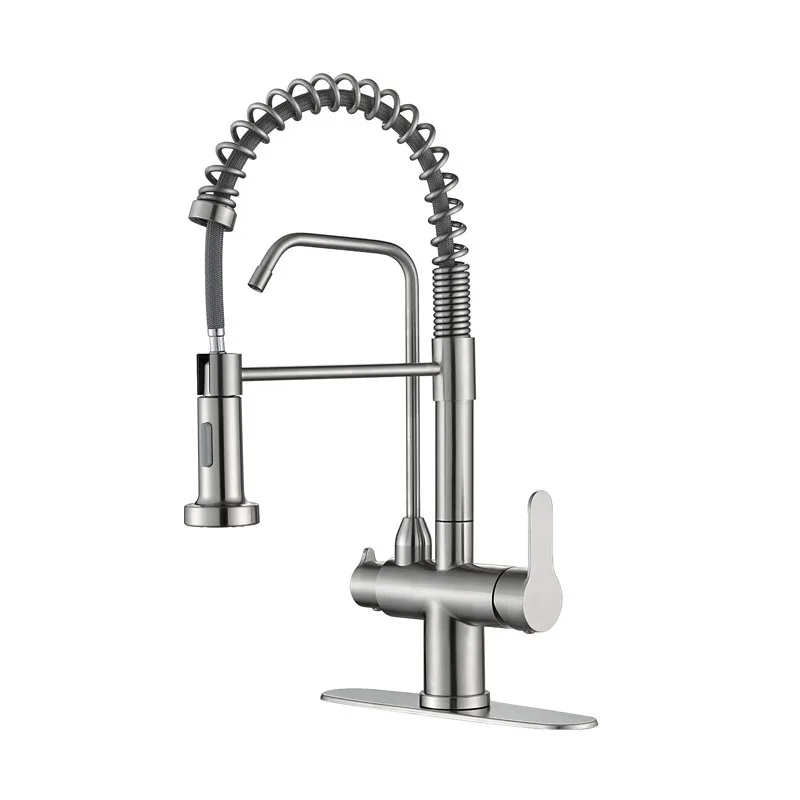 Water Purification Spring Faucet  Pull Out Black Kitchen Faucets Water Purifier Sensor Drinking Water Faucets