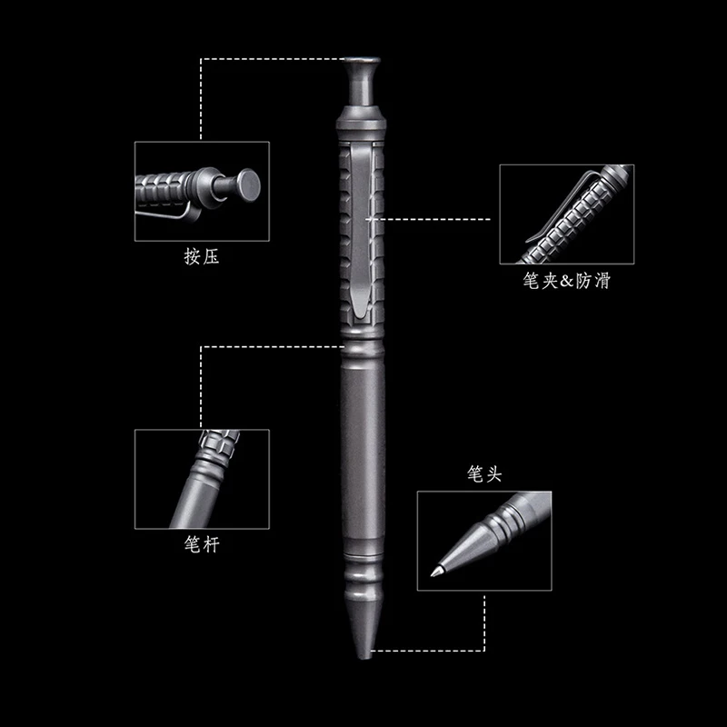 TC4 Titanium Alloy Tactical Signature Pen Business Office Writing Ballpoint Pen EDC Portable Decompression Press Pen GIFT