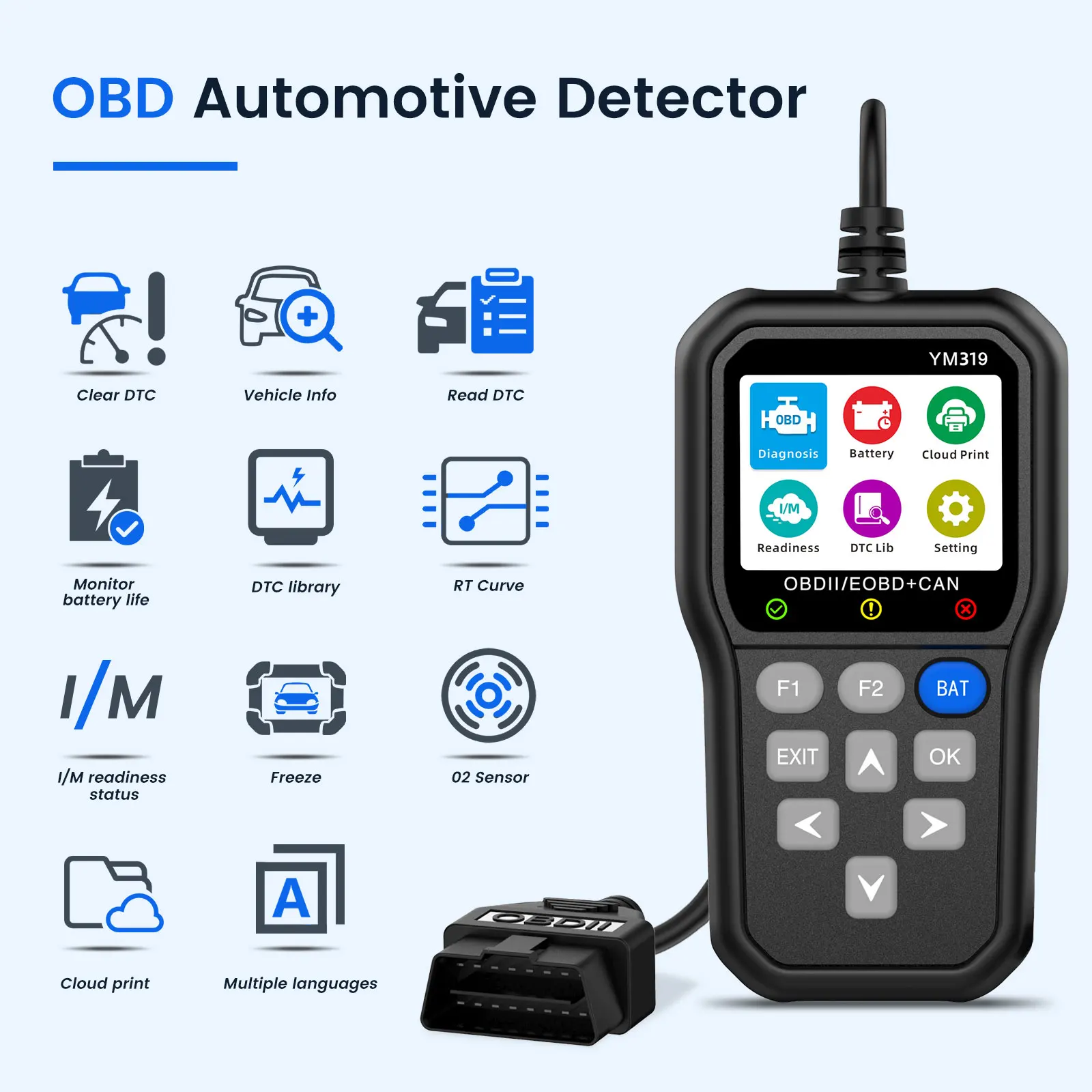 Podofo-Profissional OBD2 Ferramenta De Diagnóstico, Leitor de Código Do Motor, Verifique Carro, Falha Scanner de Código para Veículos OBDII, após 1996