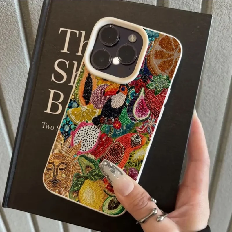 Beaded Fruit Mosaic Design Phone Case for Samsung S26 S25 S24 S23 S22 S21 S20 Note20 Ultra Plus A73 A55 A35 A25 A22 4G 5G Cover