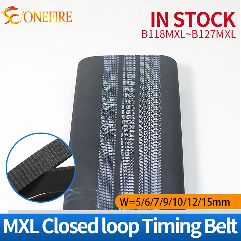 MXL Timing Belt B118MXL-B127MXL Synchronous Belt Width 5/6/7/9/10/12/15mm Closed Loop Drive Belt MXL Rubber Timing Belt