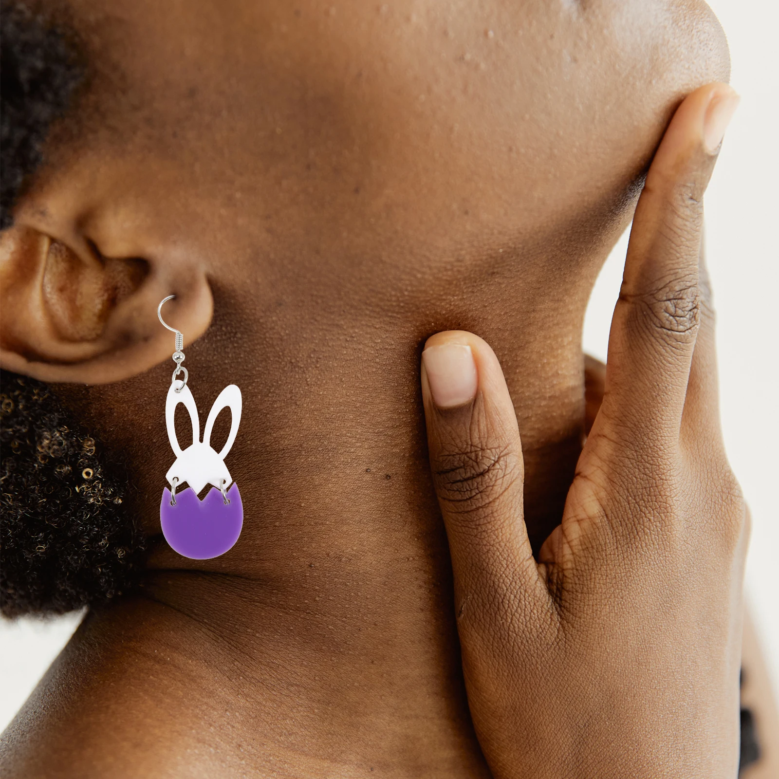 

2Pairs Easter Bunny Egg Dangle Earrings Acrylic Lightweight Cute Jewelry Gift for Women Girls Easter Earrings Ear Dangle