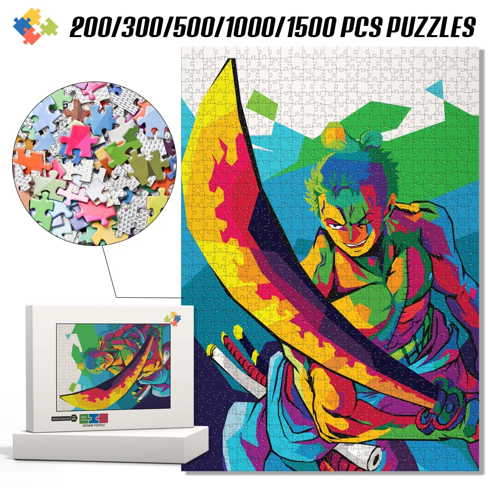 One Piece Zoro 1000 Pieces Jigsaw Puzzle Book Logic Training Activity Brain Challenge Learning Toys for Kids Students Children
