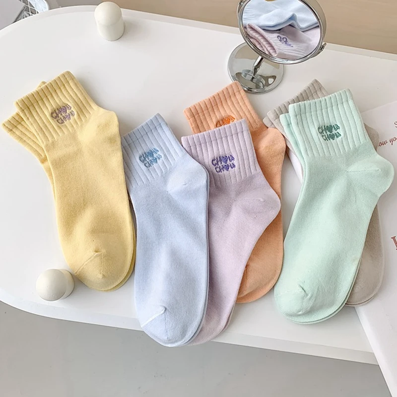 

Women Socks 2023 New Fashion Cute Breathable Cotton Socks Female Japanese Style Girls Sweet Casual Embroidery Socks