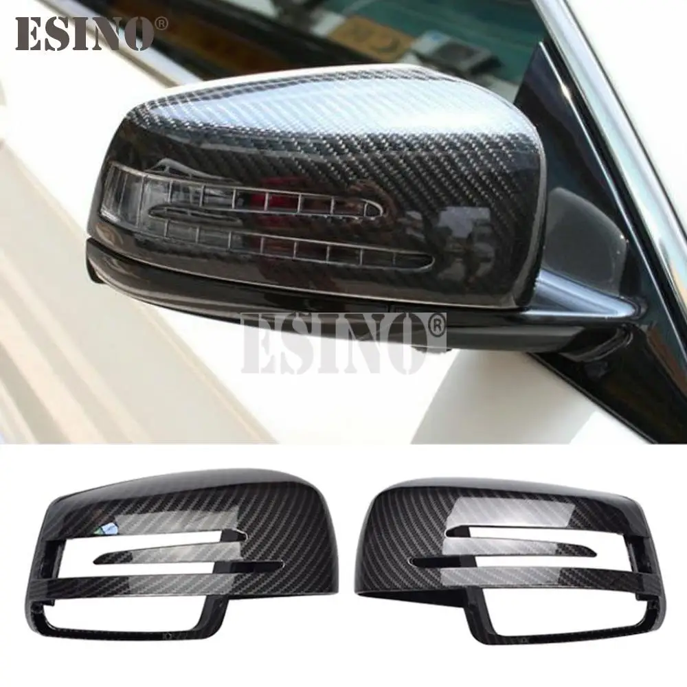 

2 x ABS Carbon Fiber Look Rearview Side Mirror Replacement Covers Case Trims For Mercedes Benz W176 W246 W204 W212 W221 X204