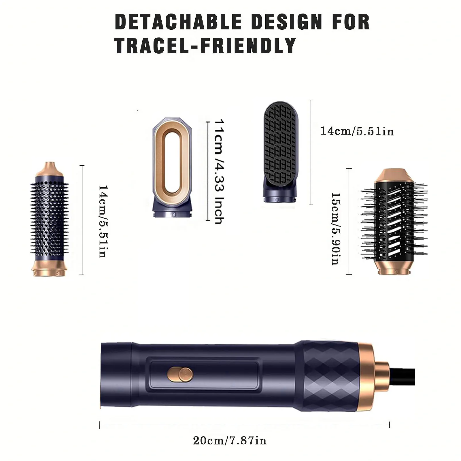 Cepillo para secadora de pelo 6 en 1, rizador de aire automático, juego de cepillos para secadora de pelo iónico negativo con cepillo térmico, cepillo de aire caliente de 60000RPM